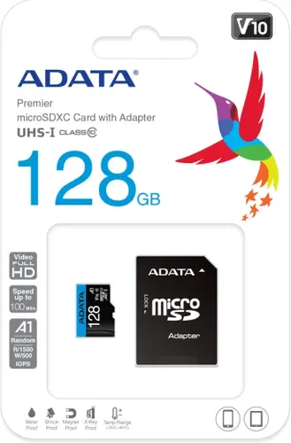 Памет, ADATA 128GB MicroSDXC UHS-I CLASS 10 (with adapter) - image 1