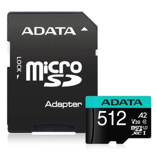 Памет, Adata 512GB MicroSDXC UHS-I U3 V30S A2 (1 adapter)