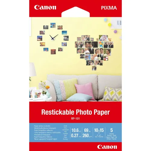Хартия, Canon Restickable Photo Paper RP-101, 10x15 cm, 5 sheets