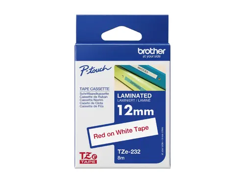 Консуматив, Brother TZe-232 Tape Red on White, Laminated, 12mm, 8m - Eco - image 3
