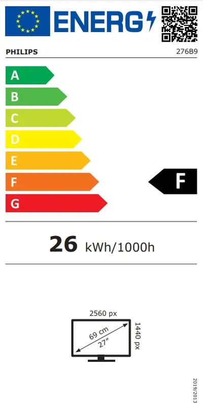 Монитор, Philips 276B9/00, 27" IPS WLED, 2560x1440@75Hz, 4ms GtG, 350cd/m2, 1000:1, DCR 50M:1, Adaptive Sync, FlickerFree, Low Blue Mode, 2Wx2, Tilt, Height Adjust, Pivot, Swivel, HDMI, DP, USB hub - image 4