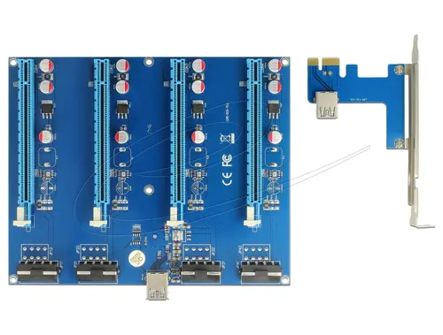 Конвертор Delock Riser Card PCI Express x1 > 4 x PCIe x16 with 60 cm USB cable - image 1