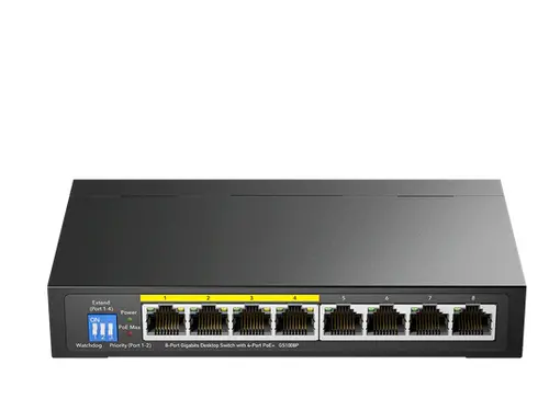 Суич Cudy GS1008P 8-портов Gigabit PoE+ Switch,60W, неуправляем