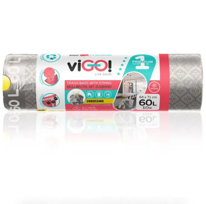 ТОРБИ ЗА СМЕТ SILVER 60L С ВРЪЗКА 10БР. PREMIUM №1 VIGO