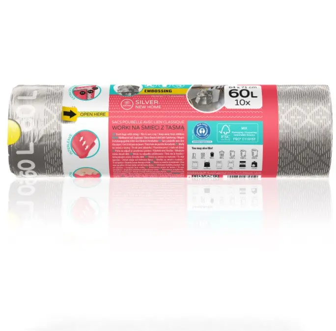 ТОРБИ ЗА СМЕТ SILVER 60L С ВРЪЗКА 10БР. PREMIUM №1 VIGO - image 1