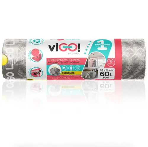 ΣΑΚΟΥΛΕΣ ΑΠΟΡΡΙΜΜΑΤΩΝ SILVER 60L ΜΕ ΔΕΜΑ 10ΤΕΜ. PREMIUM №1 VIGO - 1