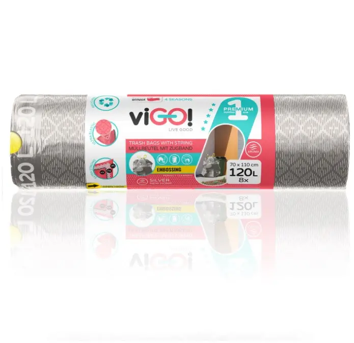ТОРБИ ЗА СМЕТ SILVER 120L С ВРЪЗКА 8БР. PREMIUM №1 VIGO