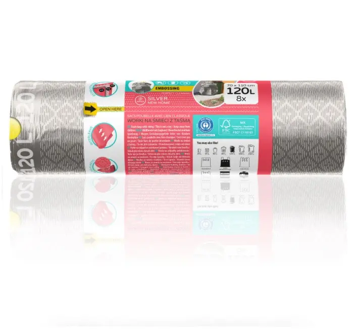 ТОРБИ ЗА СМЕТ SILVER 120L С ВРЪЗКА 8БР. PREMIUM №1 VIGO - image 1