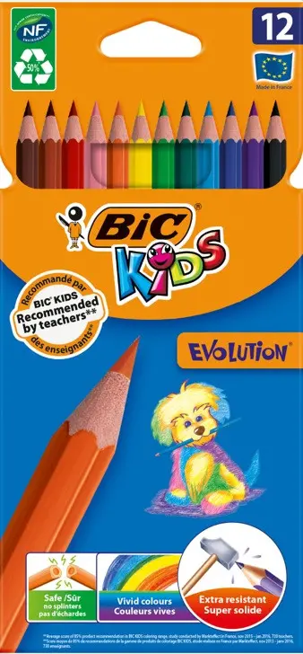 CREIOANE COLORATE 12 CULORI EVOLUTION BIC
