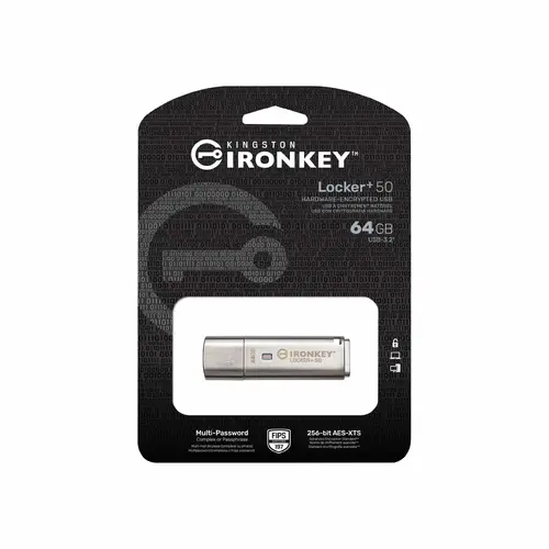 USB памет KINGSTON IronKey Locker+ 50 - 64GB XTS-AES 256-bit - image 2