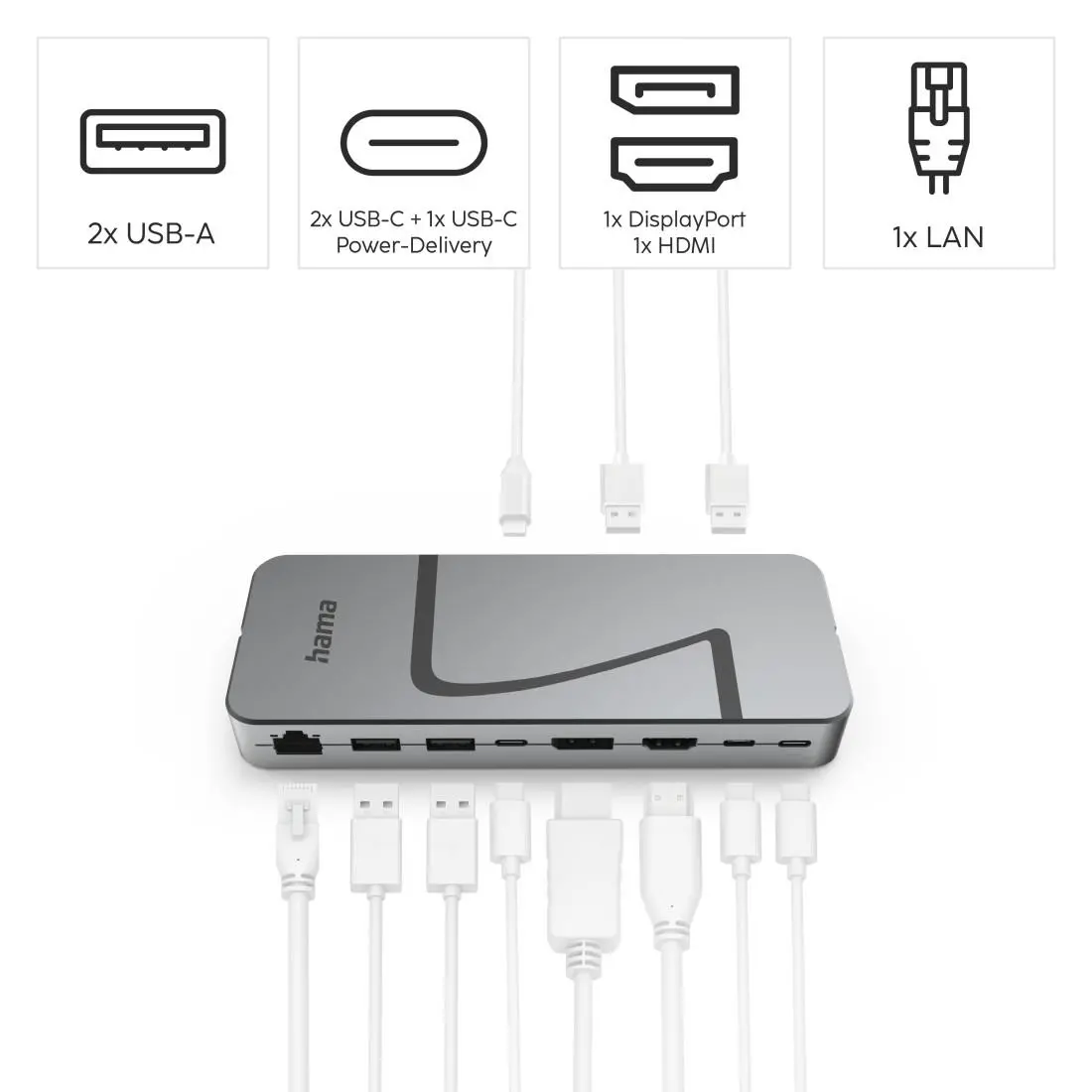 HAMA Докинг станция "Connect2Office Speed", USB4, USB-C, PD, 40 Gbit/s, 10 порта - image 6