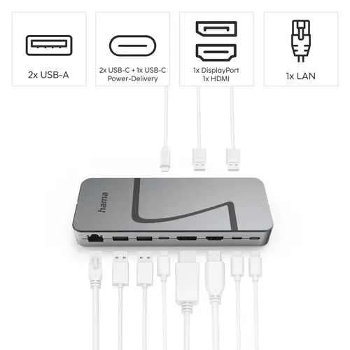 HAMA Докинг станция "Connect2Office Speed", USB4, USB-C, PD, 40 Gbit/s, 10 порта - image 6