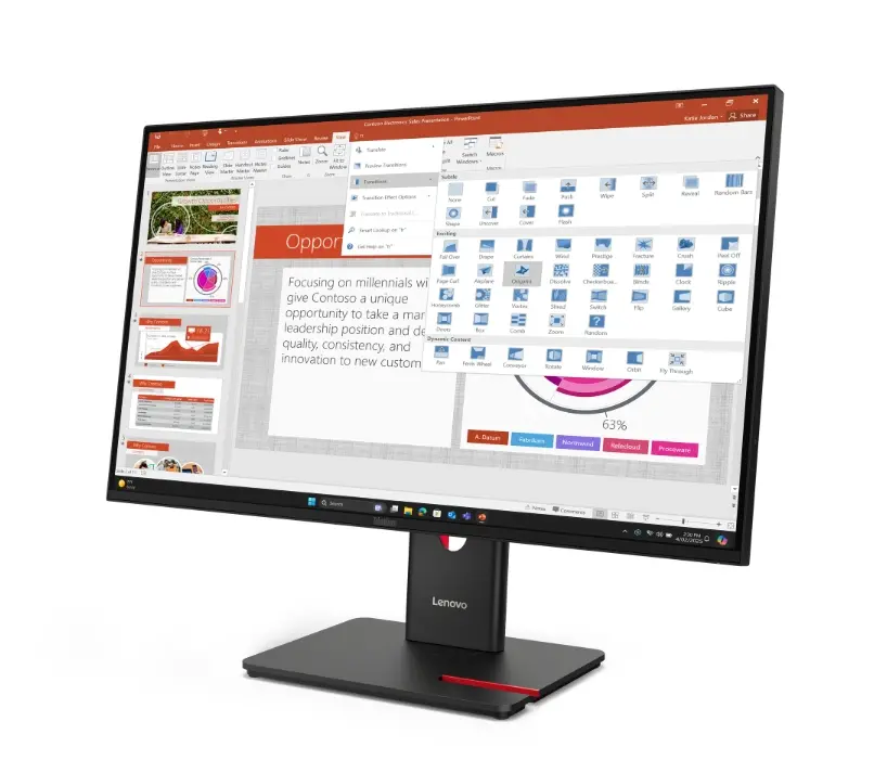 Монитор, Lenovo ThinkVision T27-40 27" IPS, WLED, 1920x1080, 4ms, 48Hz - 120Hz, 300 cd/m2, 1500:1, HDMI, DP, VGA, USB hub, Tilt, Swivel, Pivot, Height Adjust Stand - image 1