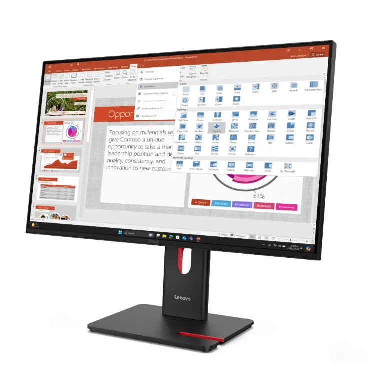 Монитор, Lenovo ThinkVision T27-40 27" IPS, WLED, 1920x1080, 4ms, 48Hz - 120Hz, 300 cd/m2, 1500:1, HDMI, DP, VGA, USB hub, Tilt, Swivel, Pivot, Height Adjust Stand - image 2