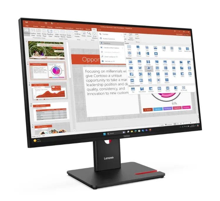 Монитор, Lenovo ThinkVision T27-40 27" IPS, WLED, 1920x1080, 4ms, 48Hz - 120Hz, 300 cd/m2, 1500:1, HDMI, DP, VGA, USB hub, Tilt, Swivel, Pivot, Height Adjust Stand - image 3