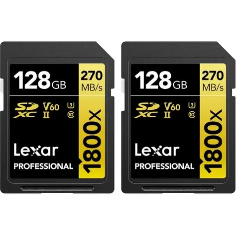ПАКЕТ (2бр) КАРТИ ПАМЕТ SDXC 2x128GB 270/180MB/s UHS-II,V60,U3 LEXAR