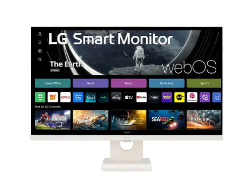 Монитор, LG 27U511SA-W, 27" IPS Smart webOS23, 100Hz, 5ms, 1300:1, 250cd/m, FHD 1920x1080, ThinQ, sRGB 99%, HDR 10, HDMI, USB, Bluetooth, AirPlay 2, Speacers 5W x 2, Tilt, White