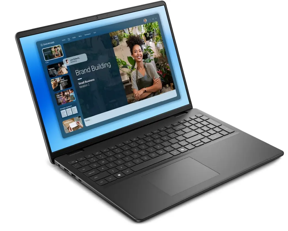 Лаптоп, Dell 16 DC16250, Intel Core 5 120U (10 cores, up to 5.0 GHz), 16.0" FHD+(1920x1200) AG, 300nits, 16GB, 2x8GB, DDR5, 5200 MT/s, 1TB M.2 PCIe, Intel Graphics, Cam, FPR, Wi-Fi 6, Backlit Kb, Win 11 Pro, Carbon Black, 3Y BO - image 1