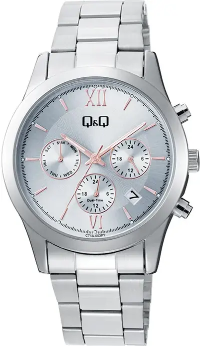 Γυναικείο αναλογικό ρολόι Q&Q Dual-Time - C71A-003PY