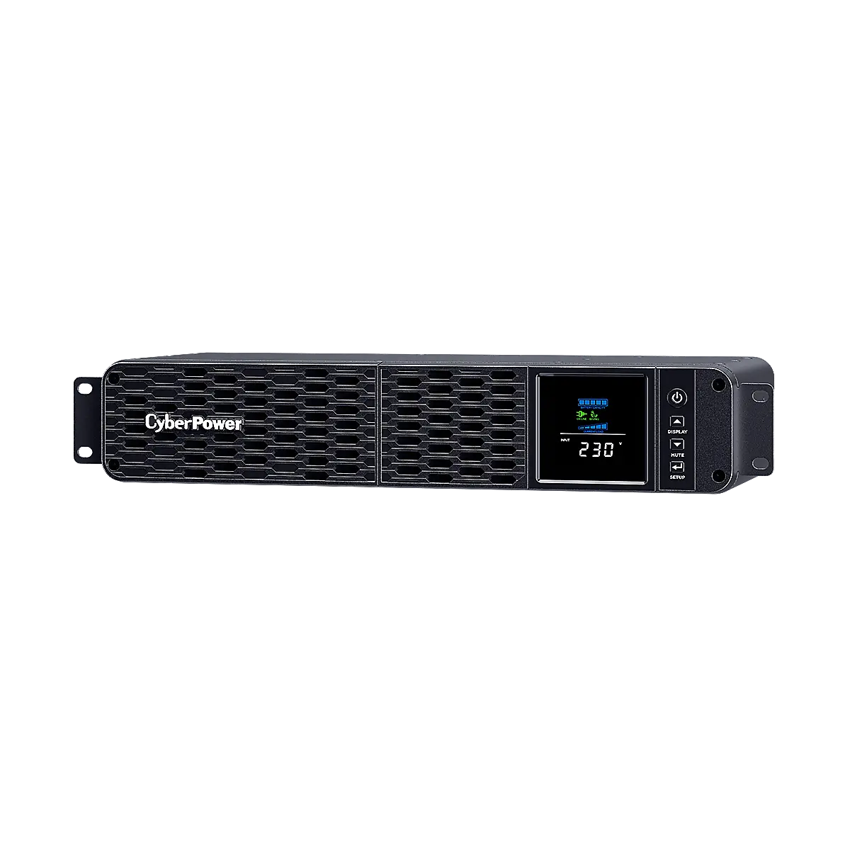 Енергоспестяващ 2U Rackmount UPS с AVR и цветен LCD дисплей и синусоидален изход (Active PFC съвместим) за монтаж в 19" шкаф, 1600VA/1000W, 8x IEC C13, Runtime at 500W ( min ):10.4; размери 8,6 x 43,3 x 27,4 см;CP1600EIPFCRM2U