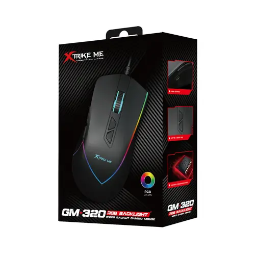 Xtrike ME Геймърска мишка Gaming Mouse GM-320 Black -12800dpi, RGB - image 6