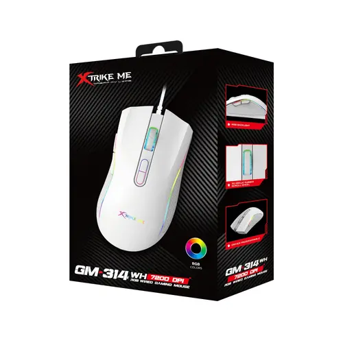 Xtrike ME Геймърска мишка Gaming Mouse GM-314 White - 7200dpi, RGB - image 6