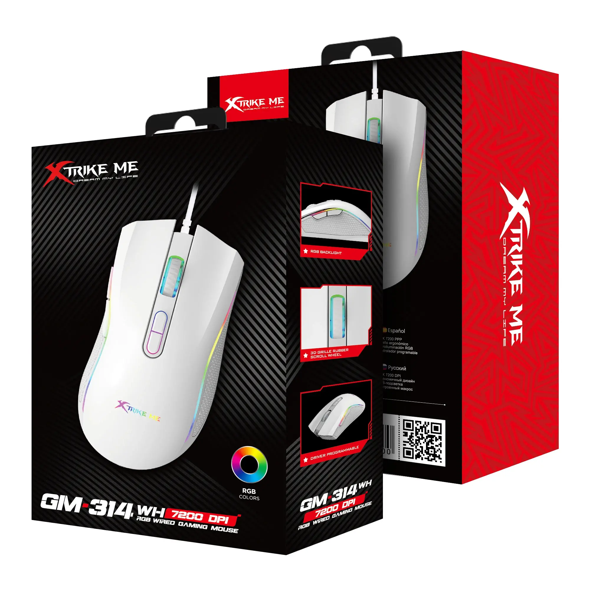 Xtrike ME Геймърска мишка Gaming Mouse GM-314 White - 7200dpi, RGB - image 7