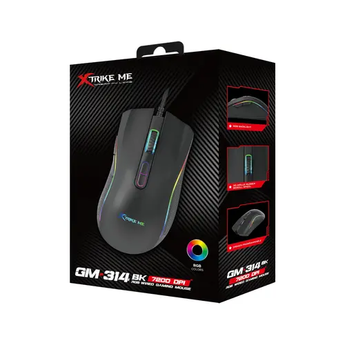 Xtrike ME Геймърска мишка Gaming Mouse GM-314 Black - 7200dpi, RGB - image 6