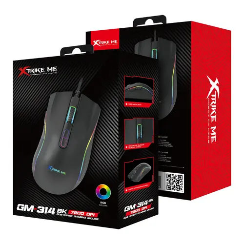 Xtrike ME Геймърска мишка Gaming Mouse GM-314 Black - 7200dpi, RGB - image 7
