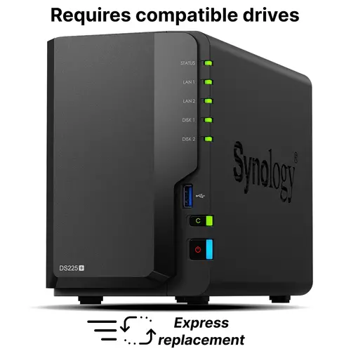 Διακομιστής NAS Synology 2 θέσεων για μικρές και μεσαίες επιχειρήσεις DS225+ - 1