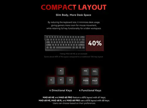 Madlions професионална геймърска механична клавиатура Professional Gaming Mechanical Keyboard MAD 68 PRO - Black, 8K, Sealed Silver Magnetic [Linear] - image 5