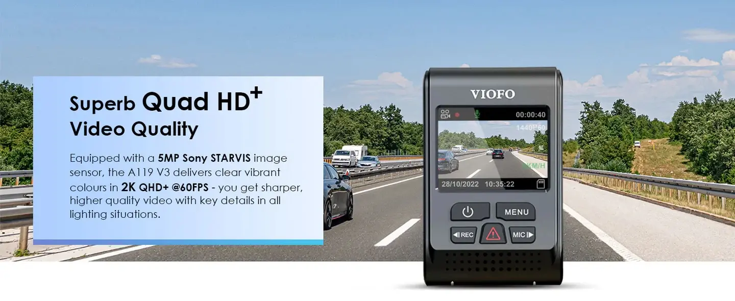 VIOFO Κάμερα αυτοκινήτου Dash Cam A119 V3-G - μονάδα GPS, Quad HD+, HDR, Sony STARVIS - image 10