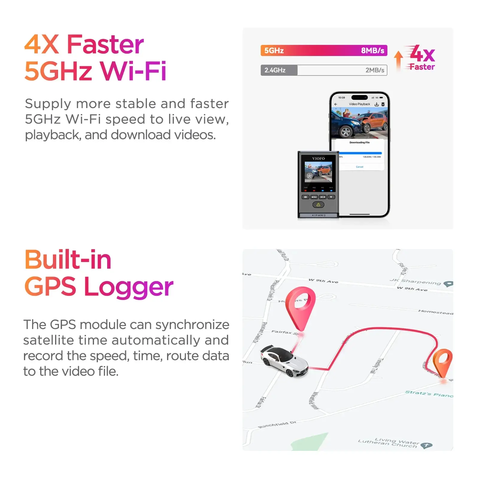 VIOFO Видеорегистратор Dash Cam A119 MINI 2 - GPS Module, 2K HDR, 60 FPS,  Sony STARVIS 2 - image 10