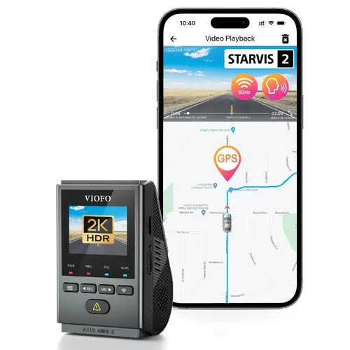 VIOFO Видеорегистратор Dash Cam A119 MINI 2 - GPS Module, 2K HDR, 60 FPS,  Sony STARVIS 2 - image 1