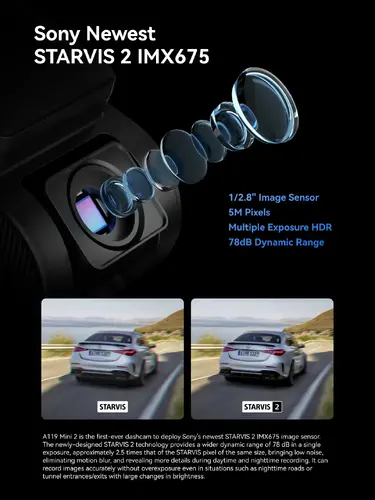 VIOFO Видеорегистратор Dash Cam A119 MINI 2 - GPS Module, 2K HDR, 60 FPS,  Sony STARVIS 2 - image 3