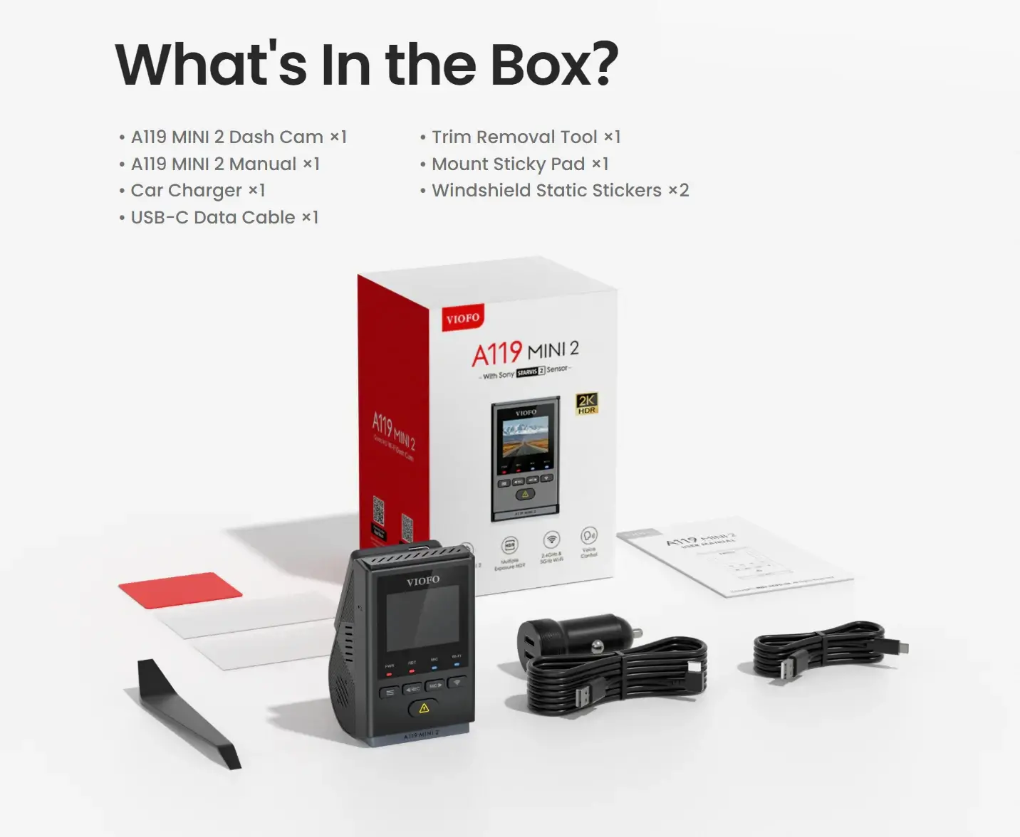 VIOFO Видеорегистратор Dash Cam A119 MINI 2 - GPS Module, 2K HDR, 60 FPS,  Sony STARVIS 2 - image 4