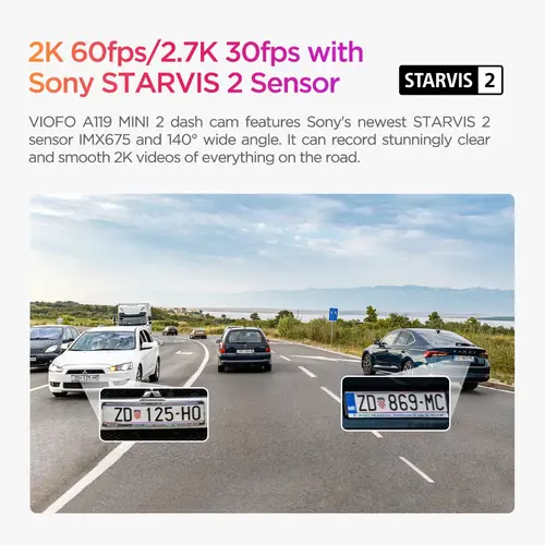 VIOFO Видеорегистратор Dash Cam A119 MINI 2 - GPS Module, 2K HDR, 60 FPS,  Sony STARVIS 2 - image 6