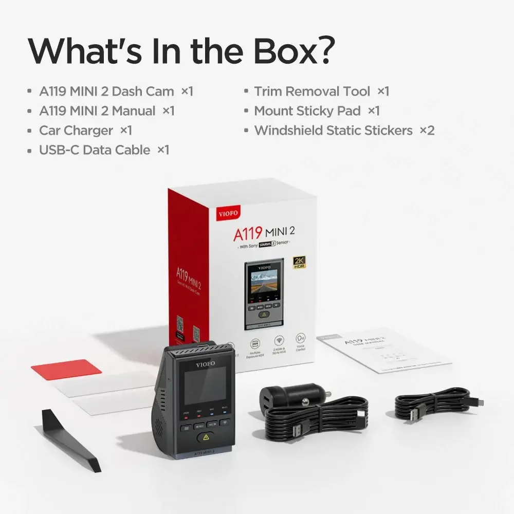 VIOFO Видеорегистратор Dash Cam A119 MINI 2 - GPS Module, 2K HDR, 60 FPS,  Sony STARVIS 2 - image 9