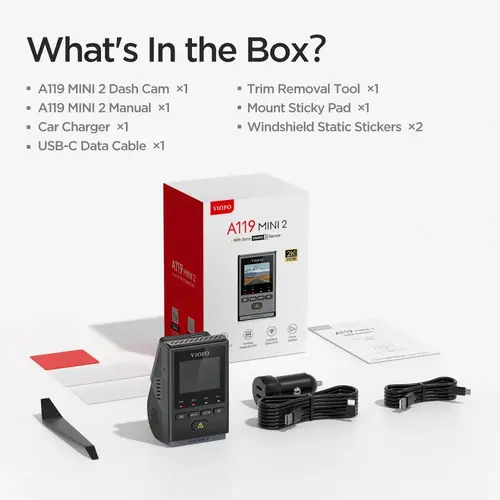 VIOFO Видеорегистратор Dash Cam A119 MINI 2 - GPS Module, 2K HDR, 60 FPS,  Sony STARVIS 2 - image 9