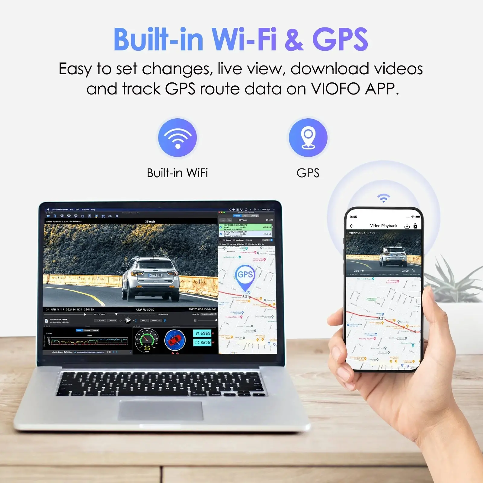 VIOFO Κάμερα αυτοκινήτου Dash Cam A129 Plus DUO - GPS, περιλαμβάνεται πίσω κάμερα - image 13