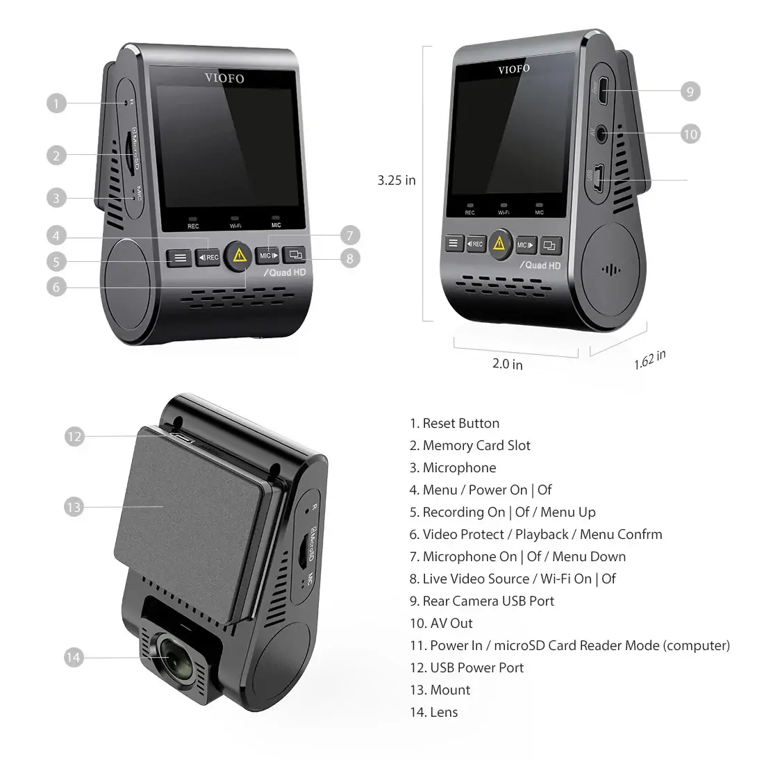 VIOFO Видеорегистратор Dash Cam A129 Plus DUO - GPS, Rear Cam included - image 3