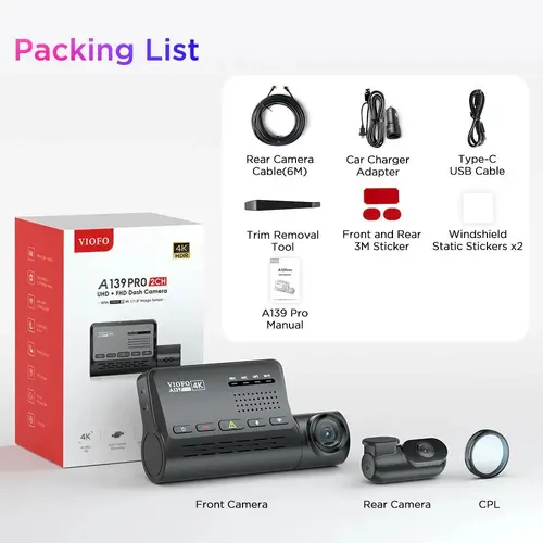 VIOFO Видеорегистратор Dash Cam A139 PRO 2 Channel - 4K UHD, Sony STARVIS 2, GPS - image 20