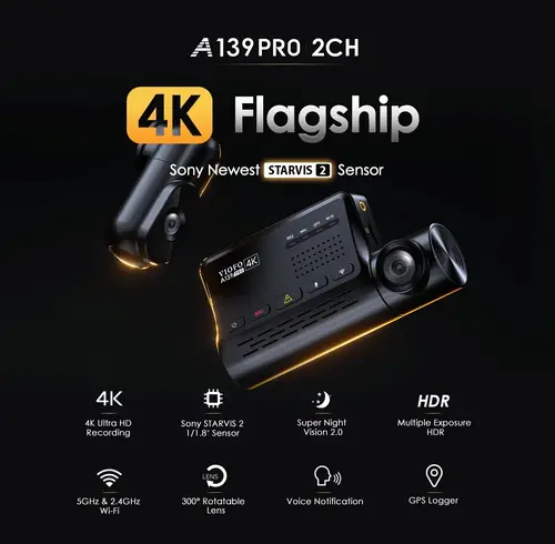 VIOFO Видеорегистратор Dash Cam A139 PRO 2 Channel - 4K UHD, Sony STARVIS 2, GPS - image 9