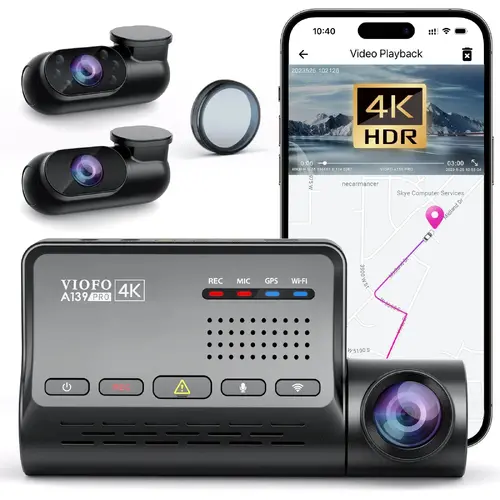 VIOFO Видеорегистратор Dash Cam A139 PRO 3 Channel - 4K UHD, Sony STARVIS 2, GPS - image 1
