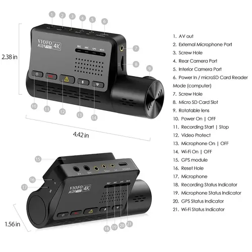 VIOFO Видеорегистратор Dash Cam A139 PRO 3 Channel - 4K UHD, Sony STARVIS 2, GPS - image 2
