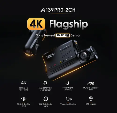 VIOFO Видеорегистратор Dash Cam A139 PRO 3 Channel - 4K UHD, Sony STARVIS 2, GPS - image 4