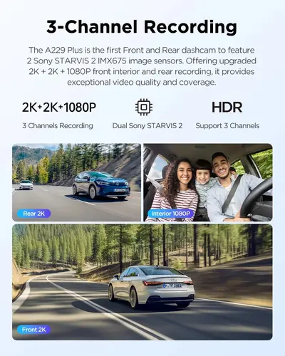 VIOFO Κάμερα αυτοκινήτου Dash Cam A229 Plus 3 Channel - 2K, HDR, Sony STARVIS 2, GPS - 4