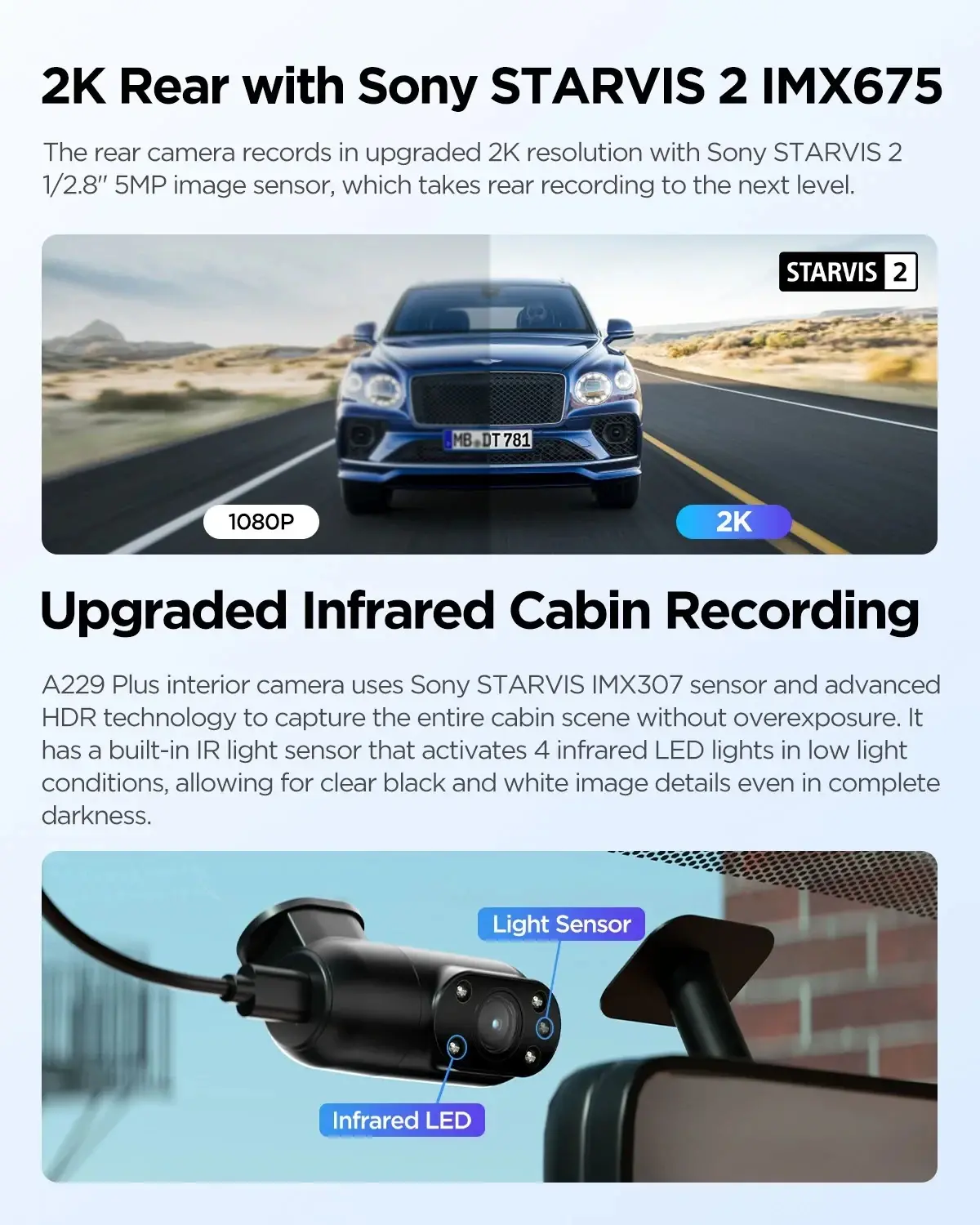 VIOFO Видеорегистратор Dash Cam A229 Plus 3 Channel - 2K, HDR, Sony STARVIS 2, GPS - image 4