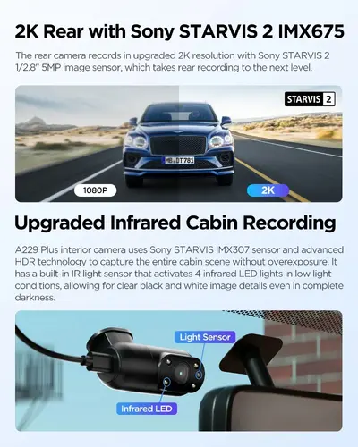 VIOFO Κάμερα αυτοκινήτου Dash Cam A229 Plus 3 Channel - 2K, HDR, Sony STARVIS 2, GPS - 5