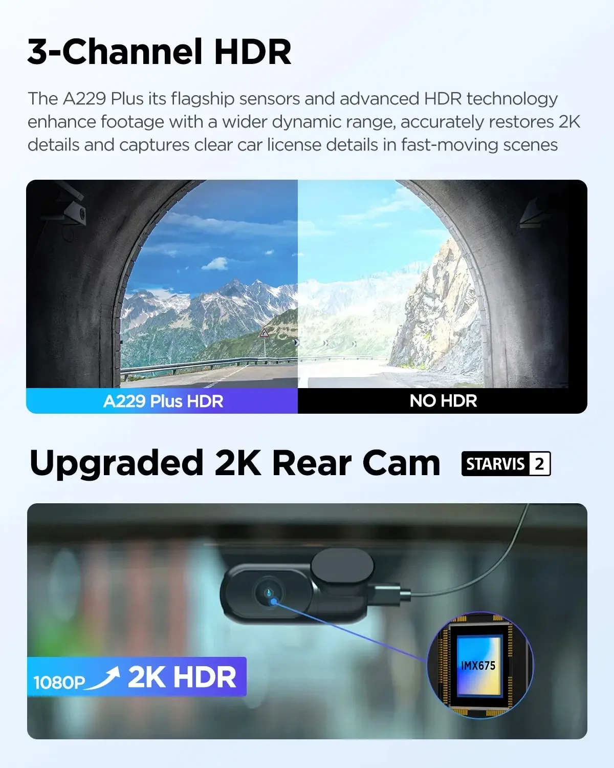 VIOFO Видеорегистратор Dash Cam A229 Plus 3 Channel - 2K, HDR, Sony STARVIS 2, GPS - image 5